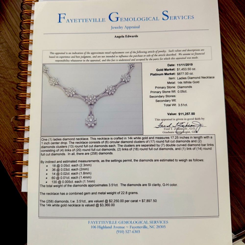 Gorgeous 14k solid white gold a natural diamond choker necklace - Picture 2 of 4
